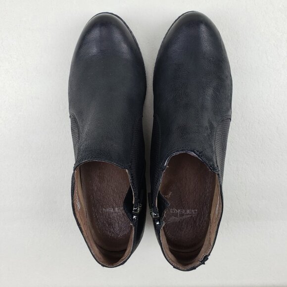 Dansko Luann Wedge Ankle Boot Womens 9.5-10 40 EU Black Leather Floral Side Zip - Picture 10 of 13